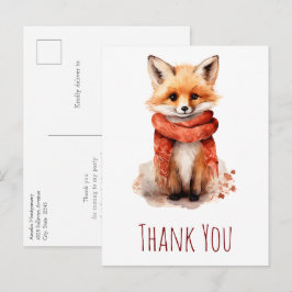 Postal Cachorro de zorro lindo con una bufanda roja Graci