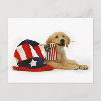 Postal Cachorro dorado patriótico