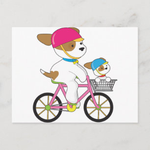 Postal Cachorro en bicicleta