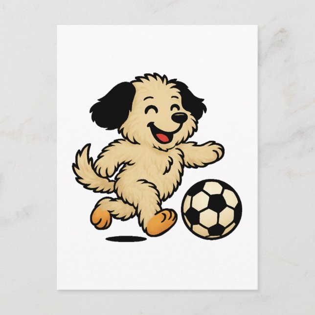Postal Cachorro jugando fútbol (Anverso)