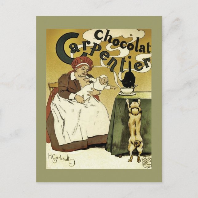 Postal Cachorro, Kitty y Chocolate caliente (Anverso)