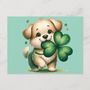 Postal Cachorro lindo del día de San Patricio