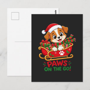 Postal Cachorro Navideño Adorable en Trineo