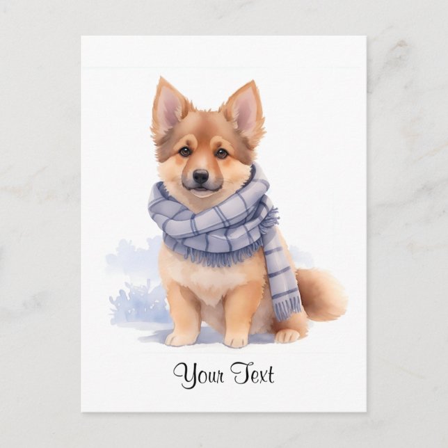 Postal Cachorro Pastor Alemán Acuarela Personalizado (Anverso)