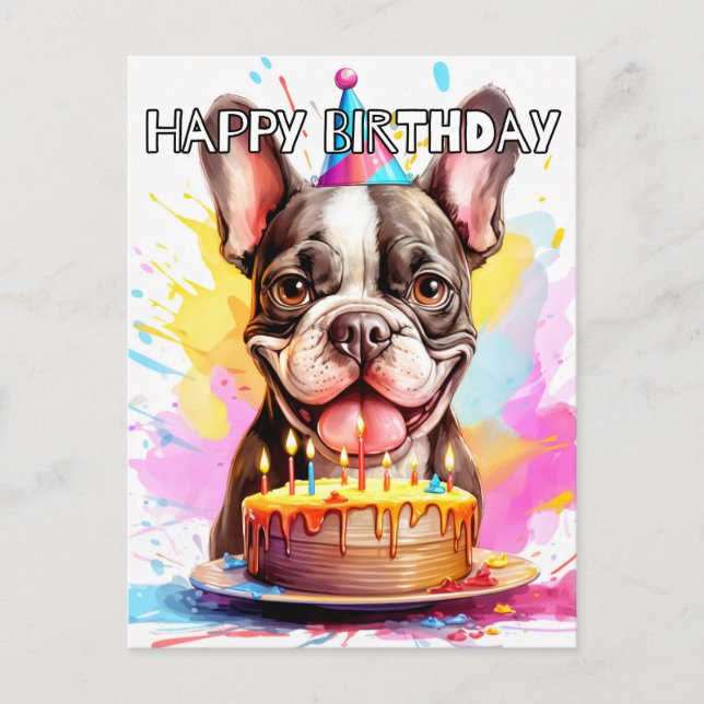 Postal Cachorro Pequeño Adorable Feliz Cumpleaños (Anverso)