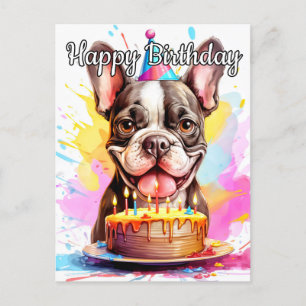Postal Cachorro Pequeño Juguetón Feliz Cumpleaños