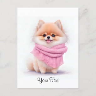 Postal Cachorro Pomerania Personalizado Aquarela Adorable