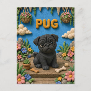 Postal Cachorro Pug Adorable, Bebé Perro