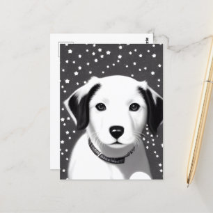 Postal Cachorro retro blanco y negro