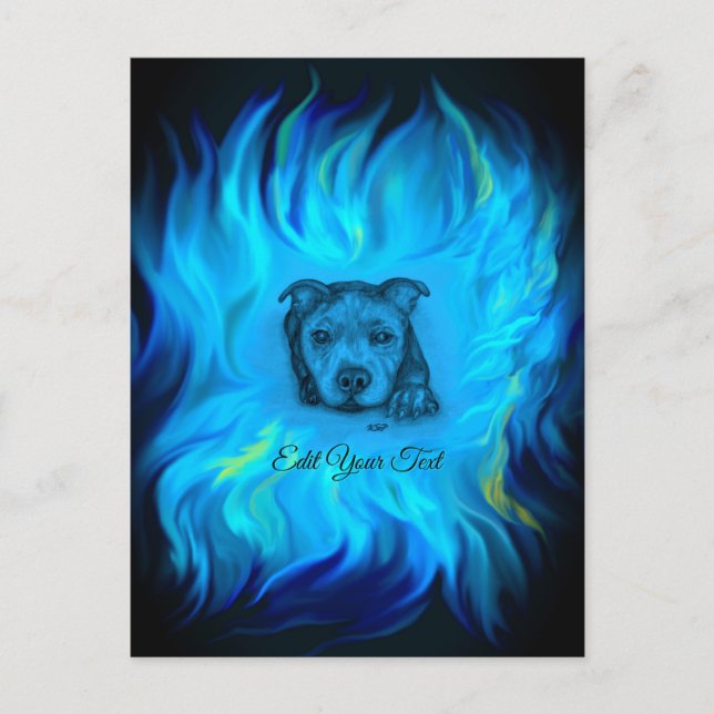 Postal Cachorro Staffy Azul (Anverso)