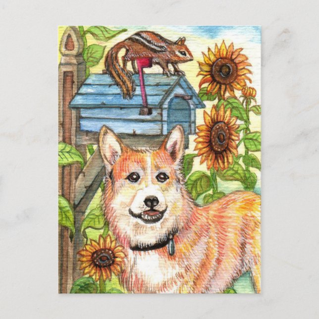Postal Cachorro y chipmunk por buzón (Anverso)