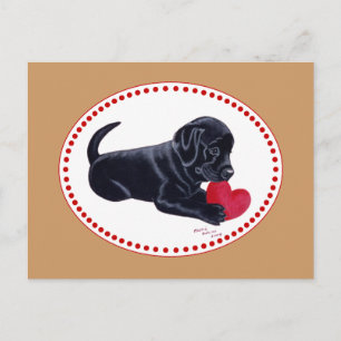 Postal Cachorro y corazón del labrador negro