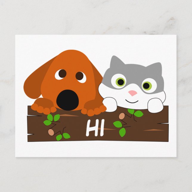 Postal Cachorro y gatito (Anverso)