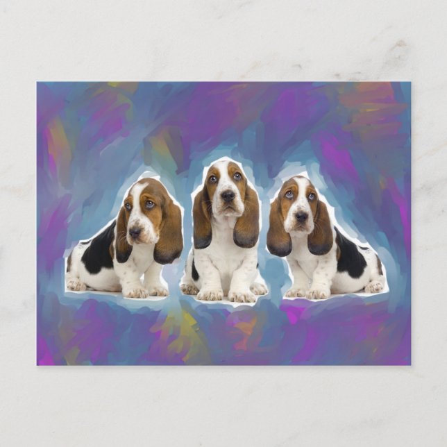 Postal Cachorros de Basset Hound (Anverso)