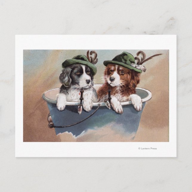 Postal Cachorros en Gorras con tubos (Anverso)