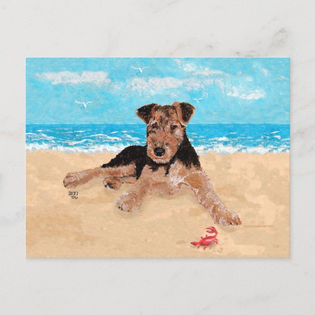 Postal Cachorros en la playa (Anverso)