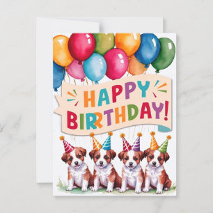 Postal Cachorros Feliz Cumpleaños