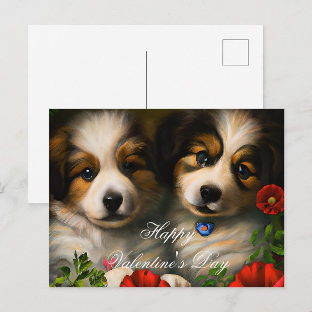 Postal cachorros valentín amorosos (Anverso / Reverso)