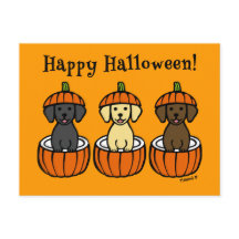 Cachorros y calabazas de Halloween Labrador