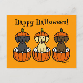 Postal Cachorros y calabazas de Halloween Labrador