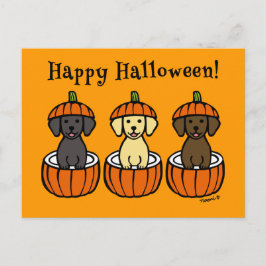 Postal Cachorros y calabazas de Halloween Labrador