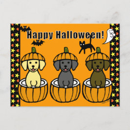 Postal Cachorros y calabazas de Halloween Labrador