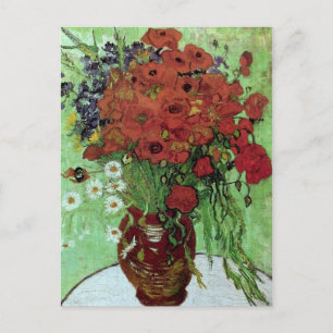 Postal Cachorros y daisies rojos (F280)Van Gogh Bella Art