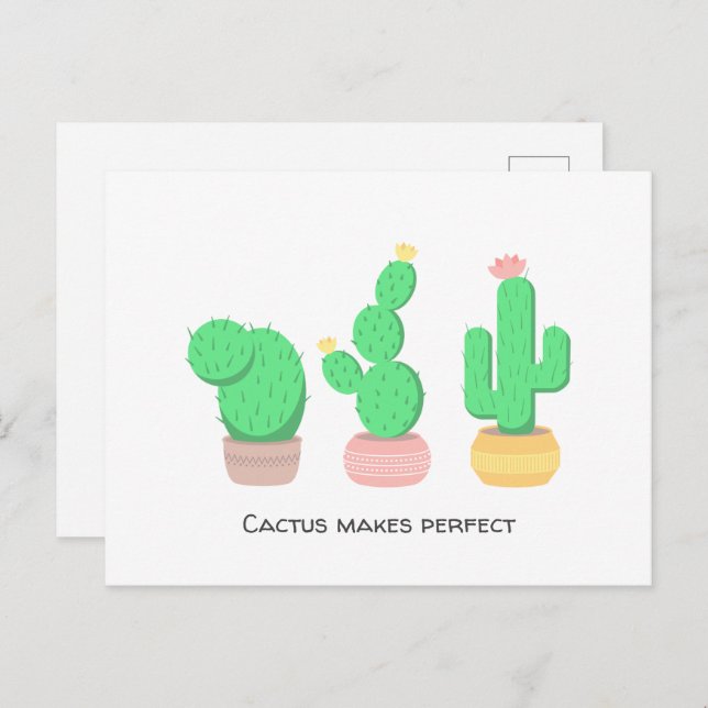 Postal Cacti Potente - Cactus Hace Perfecto (Anverso / Reverso)
