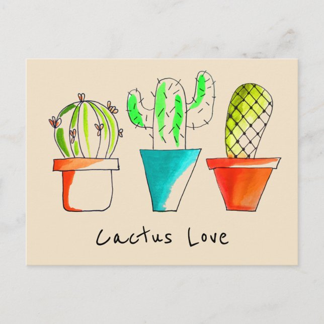 Postal Cactus ama el desierto mexicano ilustracion lindo (Anverso)