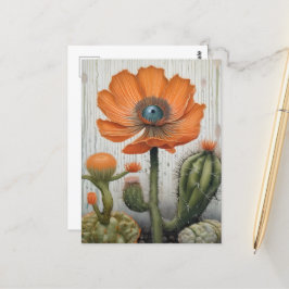 Postal Cactus and Poppy With a Eyeball