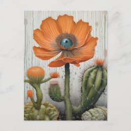 Postal Cactus and Poppy With a Eyeball