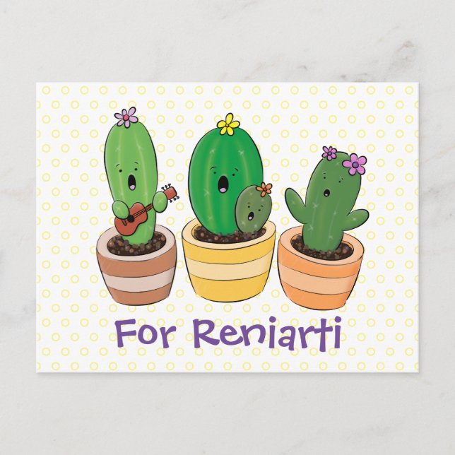 Postal Cactus canto lindo personalizado ilustracion (Anverso)