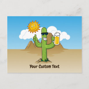 Postal Cactus con Cerveza horizontal