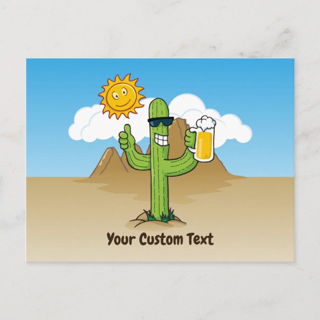 Postal Cactus con Cerveza horizontal (Anverso)