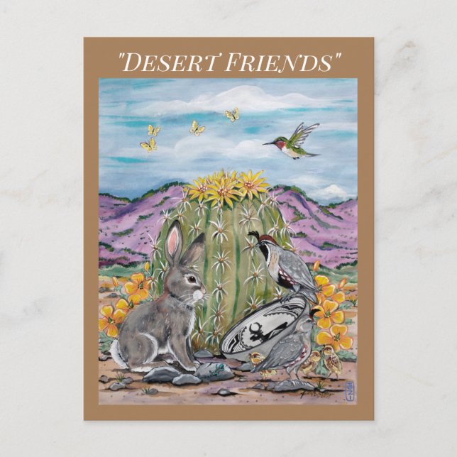Postal Cactus, Conejo de Vida Silvestre para Animales del (Anverso)
