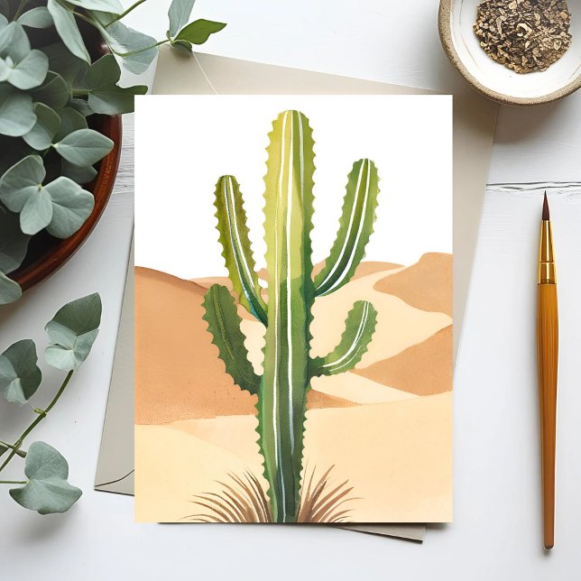 Postal Cactus del Desierto | Cactus Verdes Acuarela (Subido por el creador)