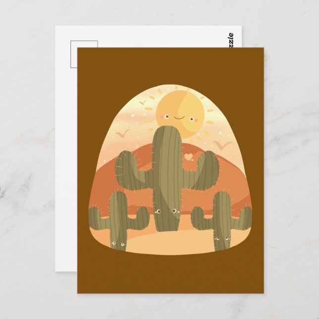Postal Cactus Desert With Sun (Anverso / Reverso)