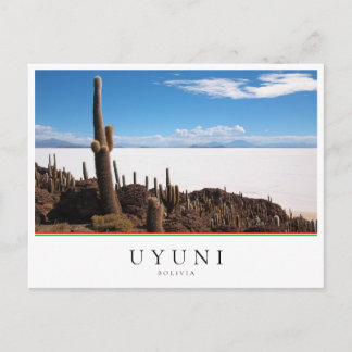 Postal Cactus gigante en el Salar de Uyuni en Bolivia
