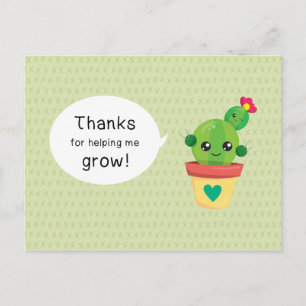 Postal Cactus graciosos gracias por ayudarme a crecer