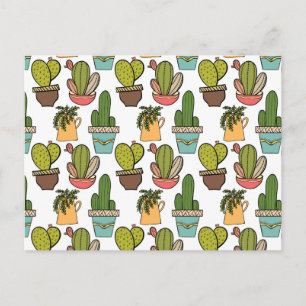 Postal Cactus interior y Suculentos en el patrón de ollas