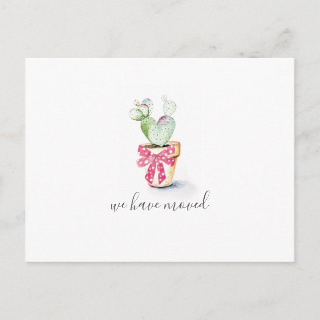 Postal Cactus Nuevo Anuncio de Movimientos de Vacaciones  (Anverso)