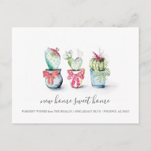 Postal Cactus Nuevo Hogar Dulce Hogar Anuncio de Movimien