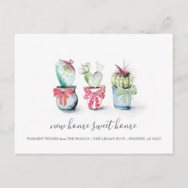 Postal Cactus Nuevo Hogar Dulce Hogar Anuncio de Movimien