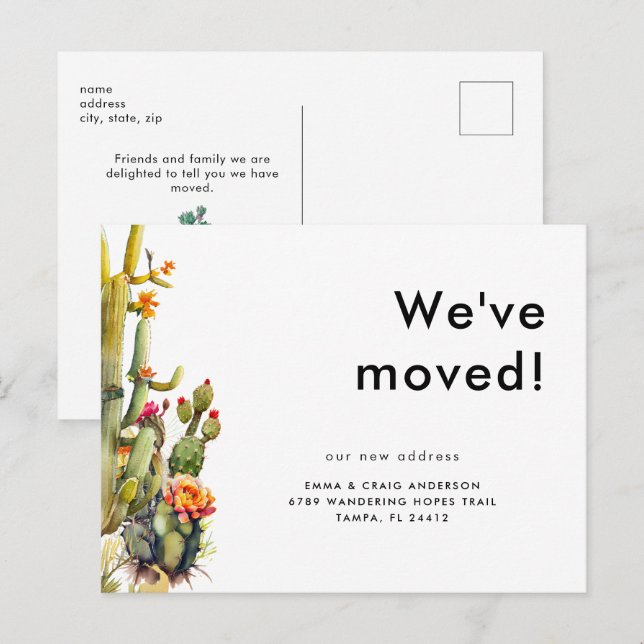 Postal Cactus que hemos movido (Anverso / Reverso)