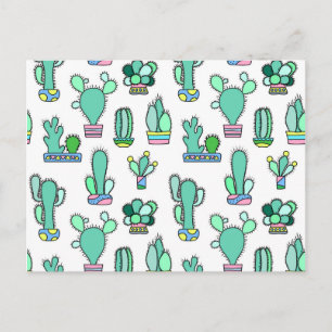 Postal Cactus verde de menta y patrón de planta suculento