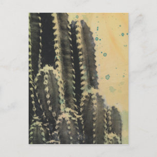 Postal Cactus verdes sobre fondo amarillo