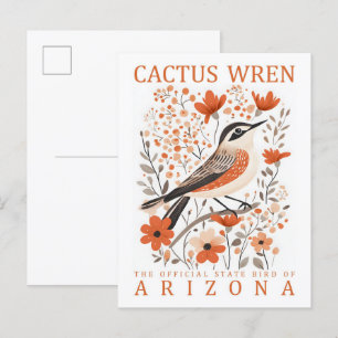 Postal Cactus Wren Bird of Arizona USA Travel