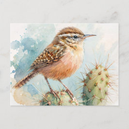 Postal Cactus Wren Watercolor