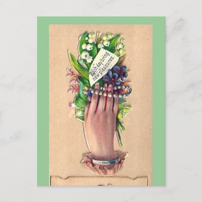 Postal Cada día trae nuevos placeres (Anverso)