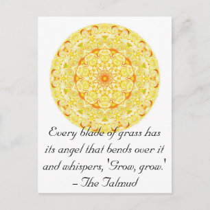 Postal Cada hoja de pasto tiene su ángel que se dobla....